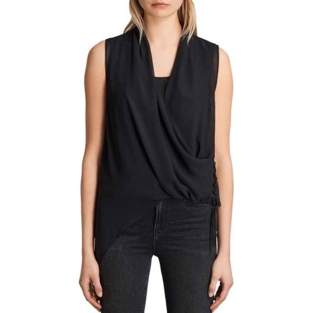 All Saints Ali Lace Up Asymmetrical Top